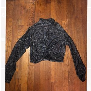 Sparkly black long sleeve crop top